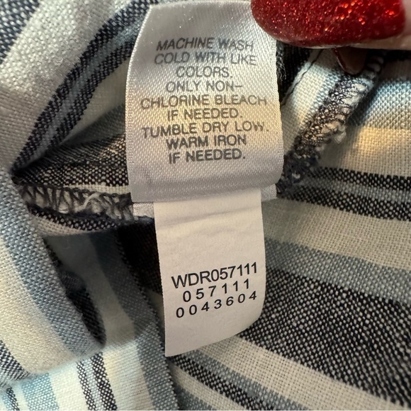 J. Jill Love Linen Dress Sleeveless 100% Linen Blue White Stripe Shift Nautical - Picture 6 of 7